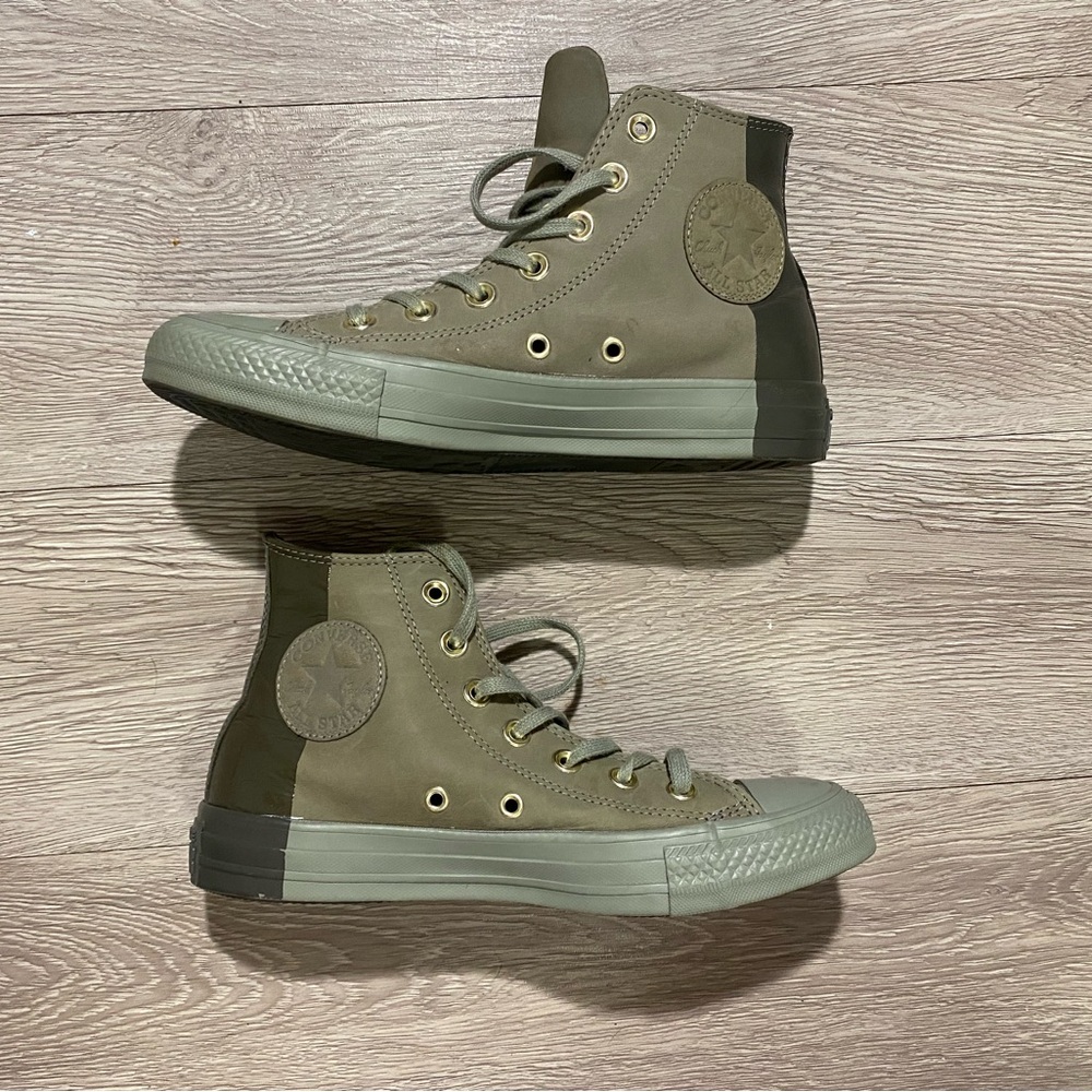 Converse All Star Green Leather High Tops M4.5 W6.5 EU37